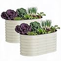 Garvee 2 Pack 4x2x2ft Galvanized Raised Garden Bed, Oval Metal Planter Box