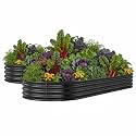 Garvee 2 Pack 6X3X1ft Galvanized Raised Garden Bed, Oval Metal Planter Box