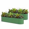 Garvee 2 Pack 8x2x1.5ft Galvanized Raised Garden Bed, Metal Planter Box