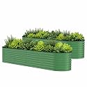 Garvee 2 Pack 8x2x2ft Galvanized Raised Garden Bed, Oval Metal Planter Box