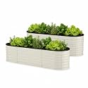 Garvee 2 Pack 8x2x2ft Galvanized Raised Garden Bed, Oval Metal Planter Box