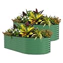 Garvee 2 Pack 8x4x1.5ft Galvanized Raised Garden Bed, Metal Planter Box