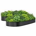 Garvee 2 Pack 8x4x1ft Galvanized Raised Garden Bed, Oval Metal Planter Box