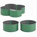 Garvee 2 Pack Galvanized Raised Garden Bed, Petal-shaped, 4x4x1ft, Green