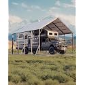 Garvee 20x20 ft Metal Carport Kit, 120° Steep-Pitch Vertical Roof for Snow Shedding, 173" High-Clearance RV &amp; Tractor Shelter, Heavy-Duty 2 Cars Car Port with Reinforced Frame
