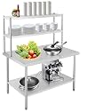 Garvee 30" x 24" Stainless Steel Table with Overshelves, NSF Work Tables & Hook
