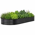 Garvee 6x3x1ft Galvanized Raised Garden Bed, Oval Outdoor Metal Planter Box