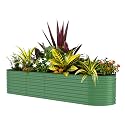 Garvee 8x2x1.5ft Galvanized Raised Garden Bed, Oval Metal Planter Box