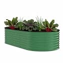 Garvee 8x4x1.5ft Galvanized Raised Garden Bed, Oval Metal Planter Box