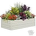 Garvee 8x4x2ft Galvanized Raised Garden Bed Outdoor,Rust-Resistant Raised Garden Beds for Gardening, Easy Assembly Outdoor Garden Box &amp; Planters,Beige