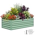 Garvee 8x4x2ft Galvanized Raised Garden Bed Outdoor,Rust-Resistant Raised Garden Beds for Gardening, Easy Assembly Outdoor Garden Box &amp; Planters, Green