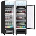Garvee Commercial Beverage Refrigerator, One Glass Door Display Refrigerator with 360° Circulation Cooling, Frost-Free, Adjustable Shelves Merchandiser Fridge Upright Cooler, Energy-Saving Comp