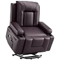 Garvee Oversized Power Lift Recliner Chair - Heat and Massage, PU Leather Electric Lift Recliner for Elderly &amp; Mobility Impaired, Adjustable Back and Legs, Heavy Duty Lift Chair for Seniors