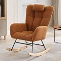 Garvee Nursery Rocking Chair Upholstered Padded Seat Rocking Chair with High Backrest,Modern Accent Recliner for Living Room, Bedroom, Cozy Reading