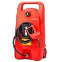 Garvee Slim 15 Gallon Gas Can, Fuel Tank Container with LE Fluid Transfer Manual 10 FT Siphon Pump, Portable Diesel Gas Storage Caddy Wheels for ATV, Weeder, Boat, Tractor, Snow Blower,Generator