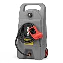 Garvee Slim 15 Gallon Gas Can, Fuel Tank Container with LE Fluid Transfer Manual 10 FT Siphon Pump, Portable Diesel Gas Storage Caddy Wheels for ATV, Weeder, Boat, Tractor, Snow Blower,Generator