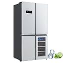 GarveeHome 36 in French Door Refrigerator, 21 Cu.Ft. Counter Depth Refrigerator Bottom Freezer with Wine Cabinet, Stainless Steel 4 Doors Fridges Kitchen Freezer, Adjustable Shelves