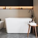 GarveeHome 49 in Modern Acrylic Freestanding Bathtub, Deep Soaking Stand Alone Tub with Chrome Overflow and Drain, White Oval Bath Easy to Install for Bathroom Renovation, Comfortable Small Space Tub