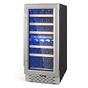GarveeHome Dual Zone Freestanding Wine Fridge - 28 Bottle Capacity, 24 in Built-in Wine Cooler Refrigerator with Safety Child Lock for Red, White, Champagne, or Sparkling Wine - Stainless Steel