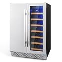 GarveeHome Dual Zone Wine & Beverage Refrigerator 24", Built-In or Freestanding, 18 Bottles & 57 Cans Large Capacity With Safety Child Lock for Red, White, Champagne, or Sparkling Wine, Silver