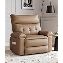 GarveeHome Oversized Recliner Chair - Faux PU Leather Manual Recliner for Adults, Lazy Chair with 1.5X Sponge Comfort Arm and Back for Living Room, Bedroom