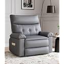 GarveeHome Oversized Recliner Chair - Faux PU Leather Manual Recliner for Adults, Lazy Chair with 1.5X Sponge Comfort Arm and Back for Living Room, Bedroom