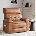GarveeHome Oversized Recliner Chair - PU Leather Manual Recliner for Adults, Lazy Chair with 1.5X Sponge Comfort Arm and Back for Living Room, Bedroom