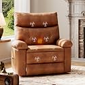 GarveeHome Leather Recliner Chair - Heat and Massage, Swivel Rocker Manual Recliner for Adults, Lazy Rocking Chair with Comfort Arms and Back Single Sofa for Living Room