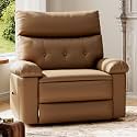 GarveeHome Oversized Wide Recliner Chair - 360° Rocker Swivel Recliner, PU Leather Large Manual Recliner for Adults, Comfortable Lazy Chair with 1.5X Sponge Filling and Easy Recline Mechanism