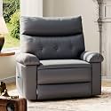GarveeHome Oversized Wide Recliner Chair - Heat and Massage, Faux PU Leather Large Manual Recliner for Adults, Lazy Chair with 1.5X Sponge Comfort Arm and Back for Living Room, Bedroom