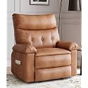 GarveeHome Oversized Wide Recliner Chair - Heat and Massage, Faux PU Leather Large Manual Recliner for Adults, Lazy Chair with 1.5X Sponge Comfort Arm and Back for Living Room, Bedroom