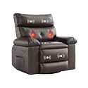 GarveeHome Oversized Wide Recliner Chair - Heat and Massage, Faux PU Leather Large Manual Recliner for Adults, Premium Comfort Lazy Chair with 1.5X Sponge Filling and Easy Recline Mechanism for Relaxa