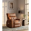 GarveeHome Oversized Wide Rocker Swivel Recliner Chair - PU Leather Manual Recliner for Adults, Large Nursery Chair Lazy Recliner with Comfort Arm and Back for Living Room, Bedroom