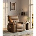 GarveeHome Oversized Wide Rocker Swivel Recliner Chair - PU Leather Manual Recliner for Adults, Large Nursery Chair Lazy Recliner with Comfort Arm and Back for Living Room, Bedroom