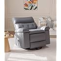 GarveeHome Oversized Wide Rocker Swivel Recliner Chair - PU Leather Manual Recliner for Adults, Large Nursery Chair Lazy Recliner with Comfort Arm and Back for Living Room, Bedroom