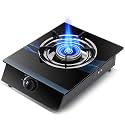 Gas cooktop Desktop Burners Hob gas hob Black Tempered Glass 4.5KW Cooktop With Safety Child Lock Knob For Compact Living, Kitchen, Camping Or Caravans(C,NG)