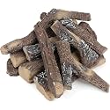 Gas Fireplace Logs 10pcs Fake Fireplace Logs Faux Electric Fireplace Logs for Gas Fireplace Insert, Large Ceramic Wood Fake Fire Logs for Outdoor Fire Pit Firebowl Indoor Fireplace Decoration