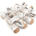 Gas Fireplace Logs, Birch Logs 6pcs Fireplace Decor Fake Fireplace Logs for Gas Fireplace Insert, Ceramic White Birch Faux Fireplace Fire Logs for Vented, Indoor Outdoor Fireplace Firebowl