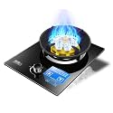 Gas Hob Built-In Gas Cooktop 5.2Kw Glass Cooker Hob 1 Burner, With Zinc Alloy Knob & Flame Failure Protection (E NG) (Black LPG)