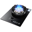 Gas Hob Built-In Gas Cooktop 5.2Kw Glass Cooker Hob Single Burner,With Ffd &Knob Child Lock Protection 43X33X9.5Cm (B NG) (B NG)