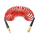 GASHER 1/4" 10FT Polyurethane Recoil Air Hose with Quick Coupler Plug Red