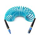 GASHER 1/4" 10FT Polyurethane Recoil Air Hose AMT Universal Coupler Blue