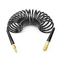 GASHER 1/4" 10FT Polyurethane Recoil Air Hose with Quick Coupler Plug Black