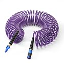 GASHER 1/4" 25FT Polyurethane Recoil Air Hose AMT Universal Coupler Purple