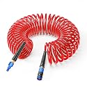 GASHER 1/4" 25FT Polyurethane Recoil Air Hose AMT Universal Coupler Red