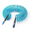 GASHER 1/4" 25FT Polyurethane Recoil Air Hose AMT Universal Coupler Blue