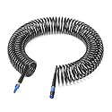 GASHER 1/4" 50FT PU Recoil Air Hose with AMT Universal Coupler Black