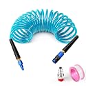 GASHER 1/4" x 10FT Blue Reinforced Polyurethane Air Hose with Bend Restrictor, 1/4" AMT Universal Air Coupler and Plug for Air Compressor