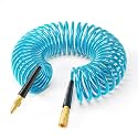 GASHER 1/4" x 25FT Polyurethane Recoil Air Hose with Quick Coupler Blue