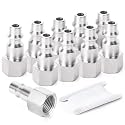 GASHER 10PCS 1/4-Inch NPT Female Industrial Air Tool Fitting, 3/8-Inch High Flow Pneumatic Plugs Max Working Pressure 300PSI